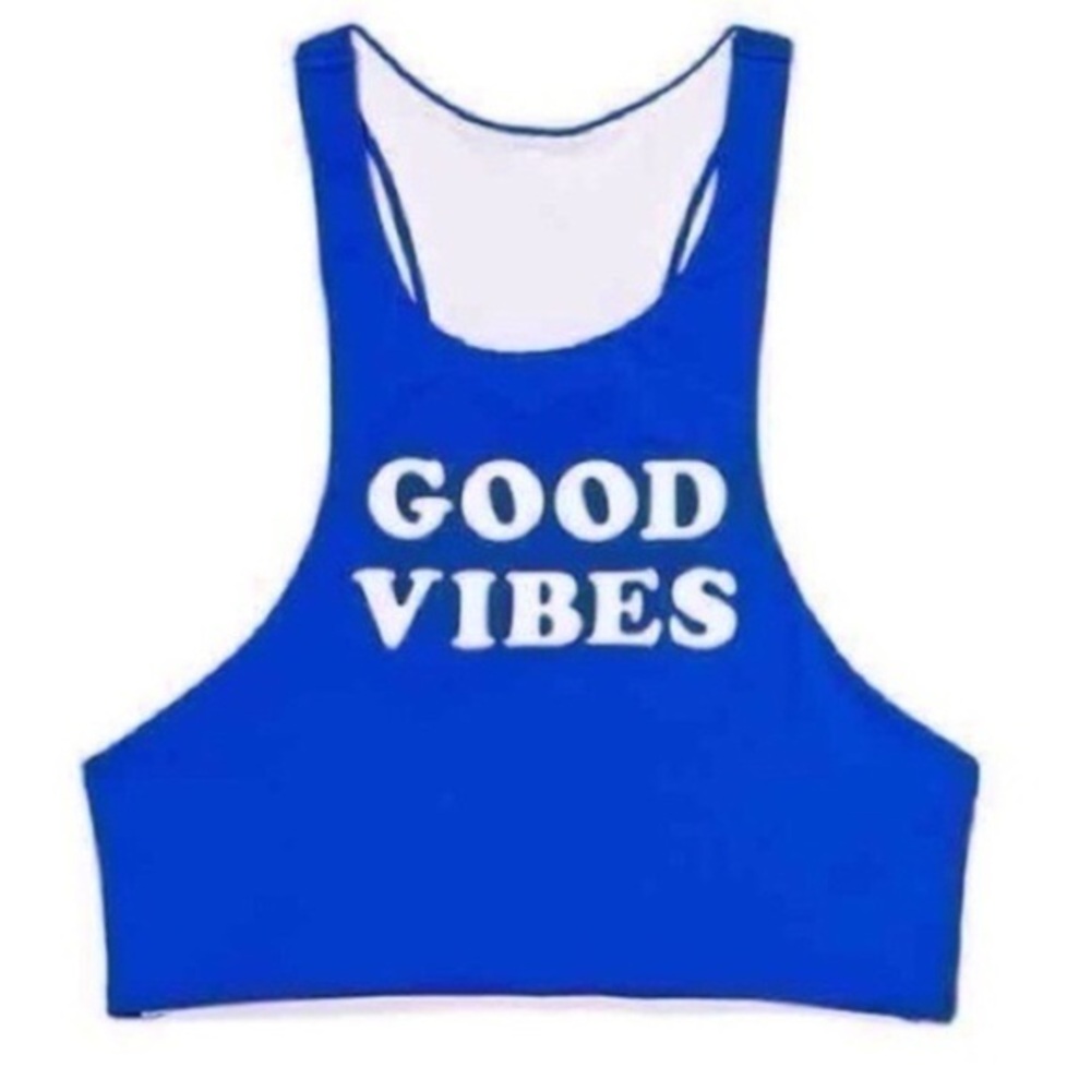 Victoria Secret PINK women’s size small blue good vibes high neck bikini…